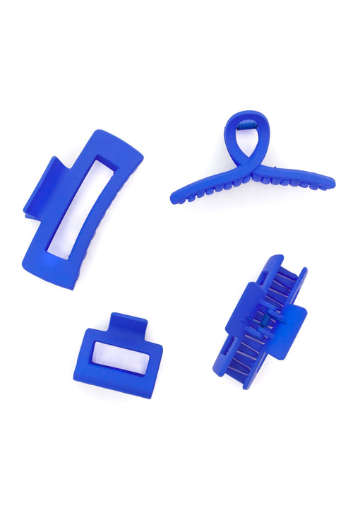 Claw Clip Set Of 4 In Royal Blue Womens