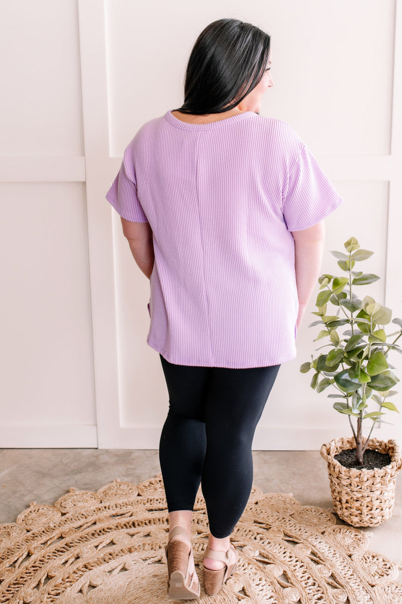 Knit Pocket Top In Lilac