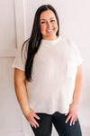 Sequin Detailed Short Sleeve Sweater In Off White