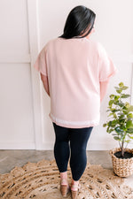 Cozy Top & Drawstring Shorts Set In Pink Milkshake