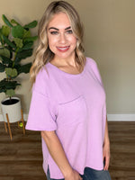 Knit Pocket Top In Lilac