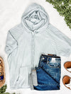 Short Sleeve Cable Knit Hoodie In Light Agave