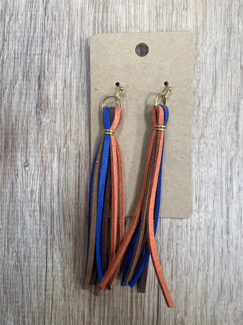 Tassel Earrings - Blue/Orange/L Brown/D Brown