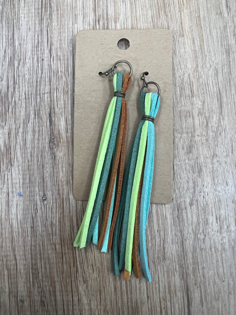 Tassel Earrings - Orange/Spring Green/Teal/BlueGray