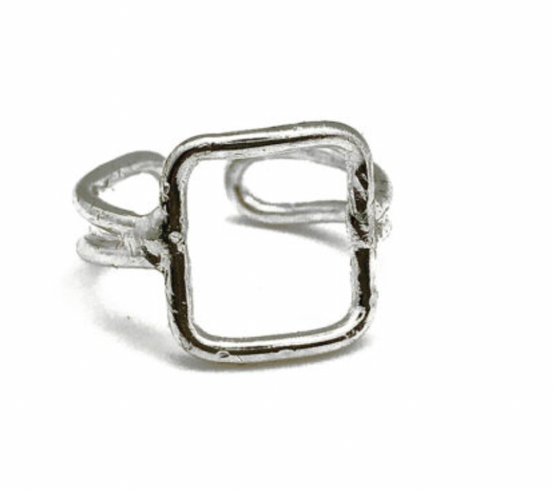 Silver Plated Square Ring