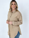 Easel Twisted Tunic Solid Button Down Shirt Tops