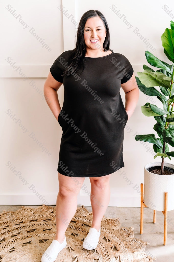 Black T Shirt Dress With Pockets SidePony Boutique