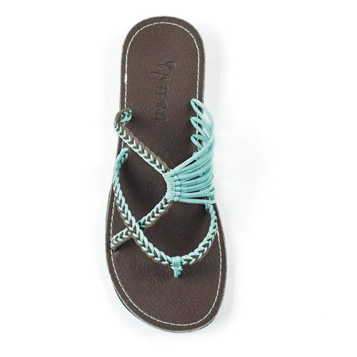 Plaka - Oceanside Flip Flops Sandals Turquoise Gray