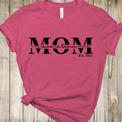 Graphic Tee - Mom Established With Names