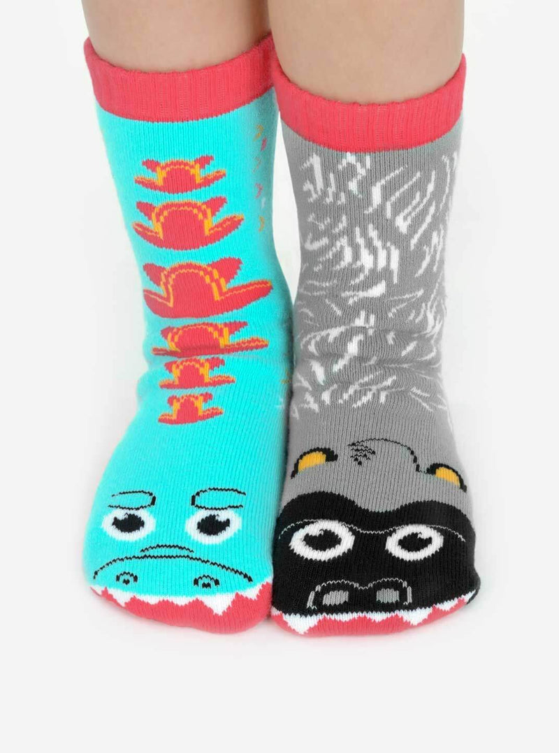 Pals Socks - Giant Gorilla & Mutant Lizard Non-Slip Mismatched Kids Socks