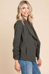 Ruched Open Front Long Sleeve Jacket