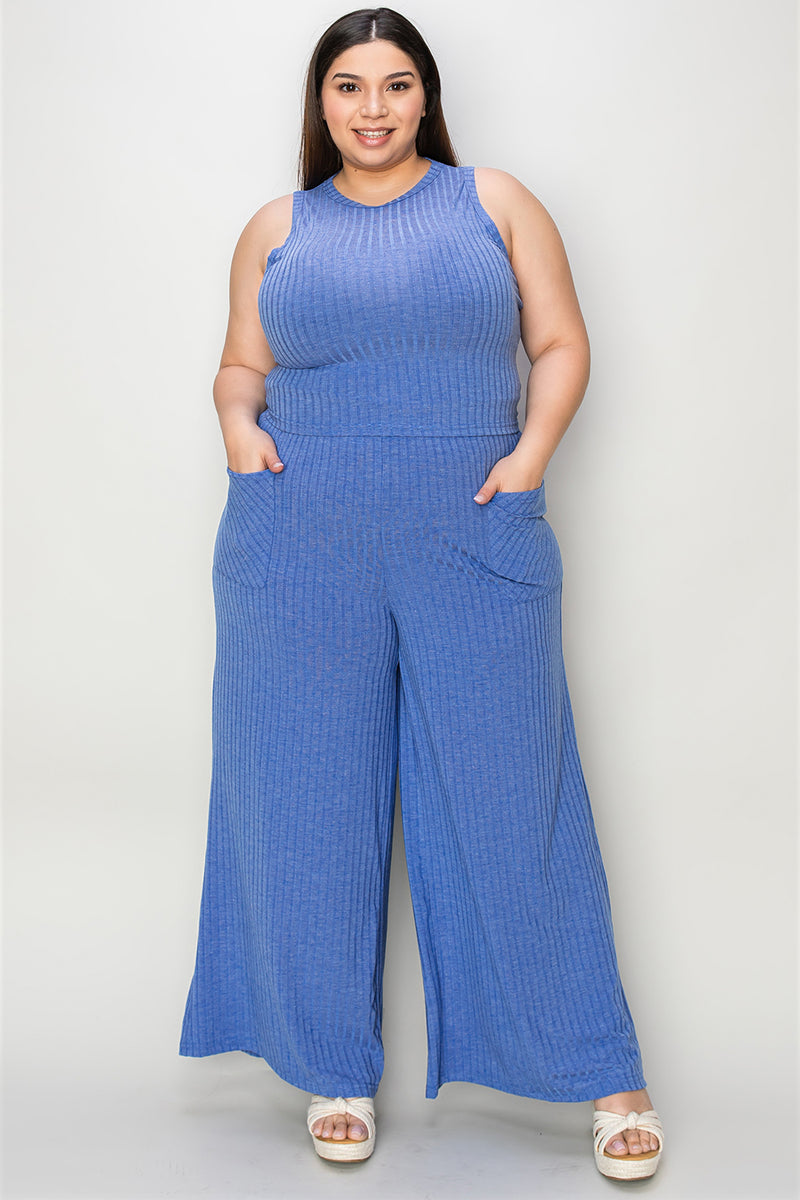 Ribbed Tank and Wide Leg Pants Set*