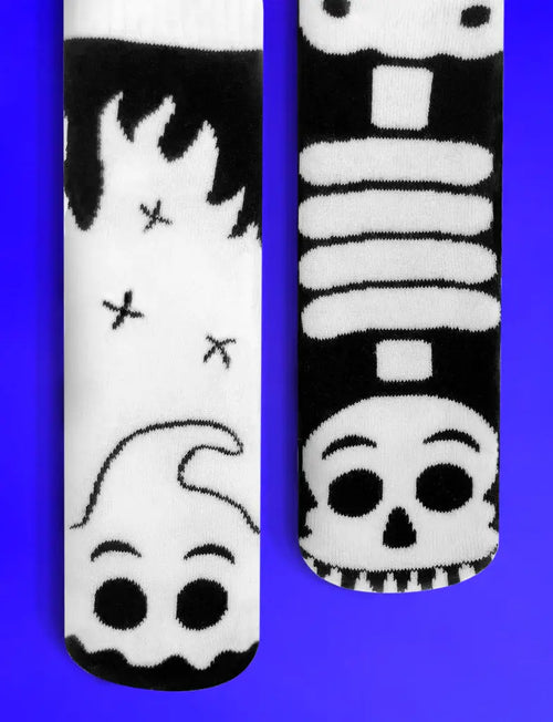 Pals Socks - Ghost & Skeleton GLOW IN THE DARK Kids Halloween Grip Socks