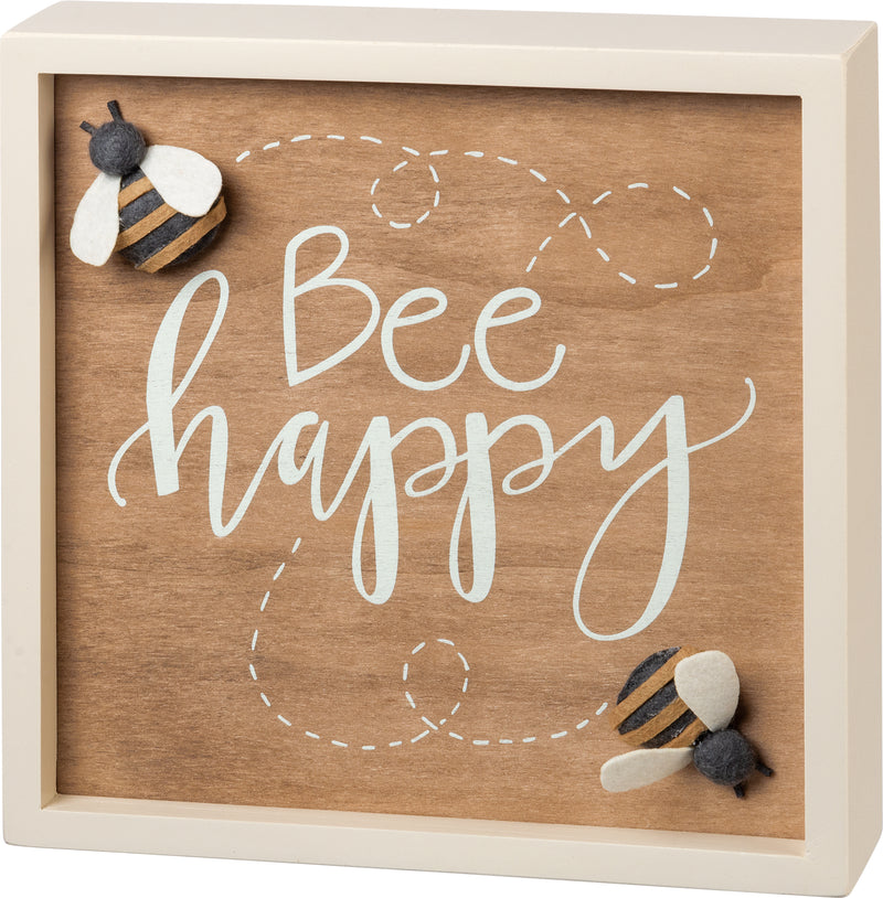 Bee Happy Inset Box Sign