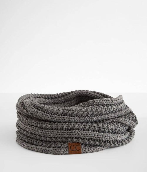 C.c Exclusives Solid Ribbed Infinity Scarf - Dark Gray