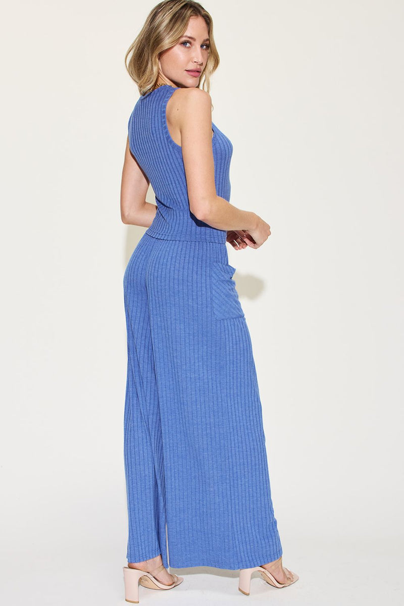 Ribbed Tank and Wide Leg Pants Set*