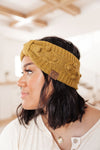 Pom Knit Head Wrap In Mustard Womens