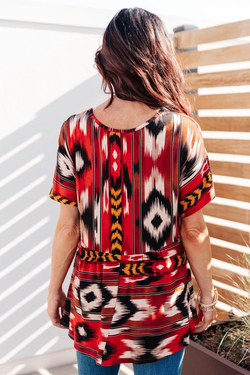 Abstract Aztec Top Womens