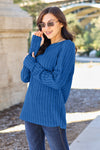 Ribbed Round Neck Long Sleeve Knit Top