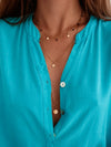 Half Button Notched Half Sleeve Blouse*