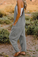 V-Neck Sleeveless Jumpsuit with Pockets**