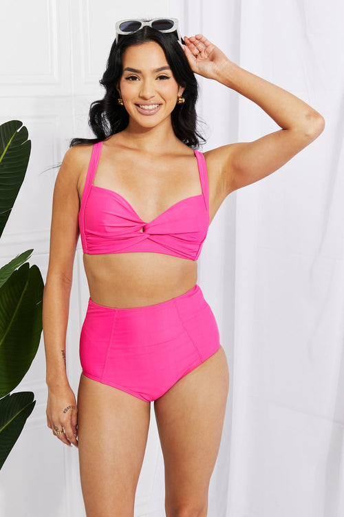 Marina West Swim Take A Dip Twist High-Rise Bikini In Pink Hot / S