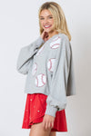 Baseball Towel & Sequins Embroidery Sweatshirt