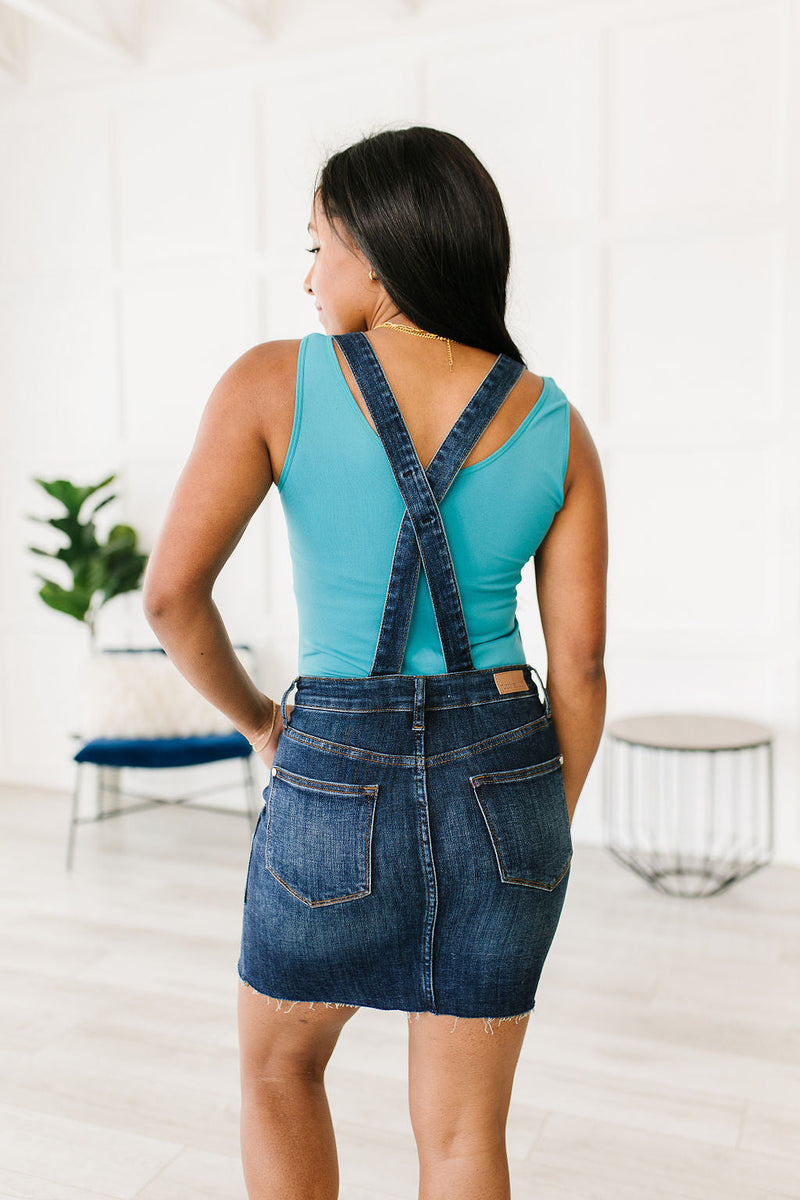 Agnes Denim Overall Dress SidePony Boutique Agnes Denim Overall Dress SidePony Boutique