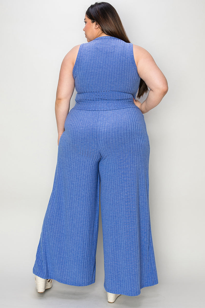 Ribbed Tank and Wide Leg Pants Set*