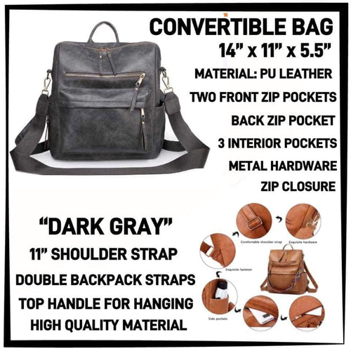 Dark Gray Convertible Bag