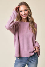 Moa Rib Top: MAUVE