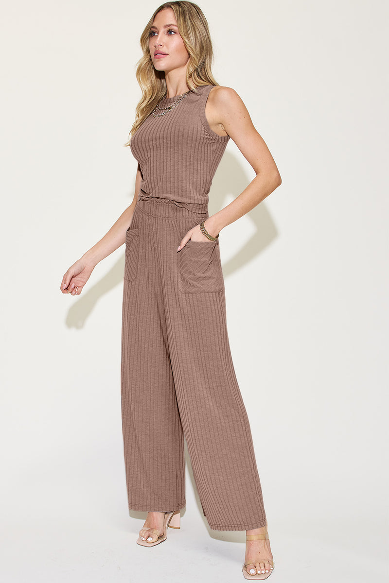 Ribbed Tank and Wide Leg Pants Set*