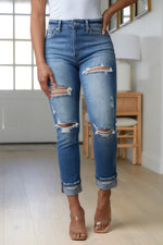 Belinda High Rise Distressed Straight Jeans Womens