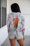 Thinking On It Open Back Floral Top Womens