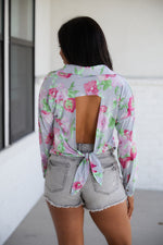 Thinking On It Open Back Floral Top Womens