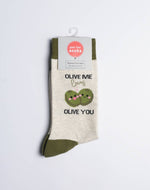 Women's Olive Me Loves Olive You Crew Socks