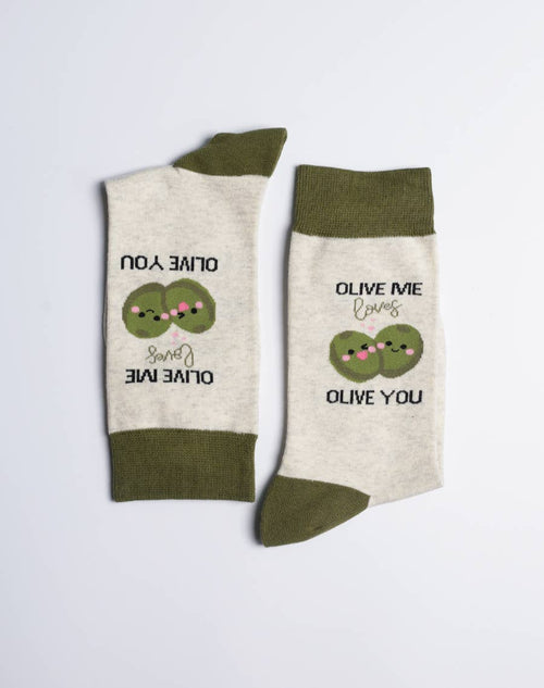 Women's Olive Me Loves Olive You Crew Socks