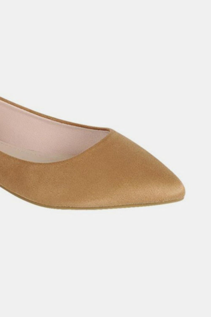 Pointy Toe Slip On Flat Loafers in Camel