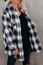 Plaid Collared Neck Long Sleeve Shirt