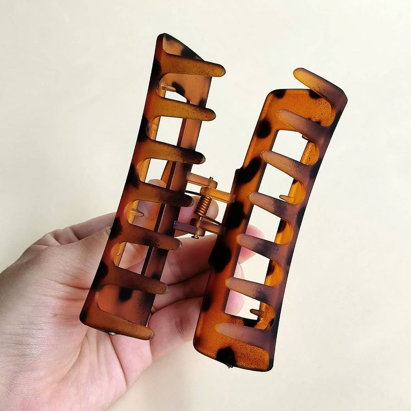 Rectangular Large Hair Clip - Coffee