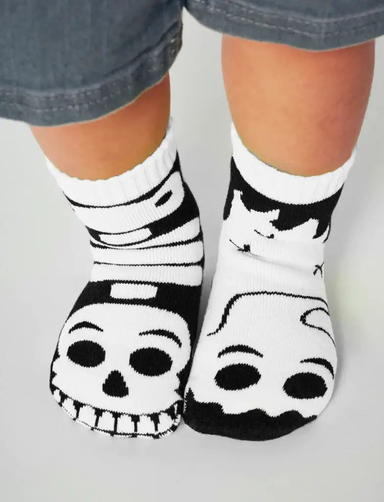 Pals Socks - Ghost & Skeleton GLOW IN THE DARK Kids Halloween Grip Socks