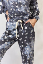 Star pattern Long Sleeve Top and Drawstring Pants Set