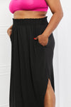 Its My Time Full Size Side Scoop Scrunch Skirt In Black