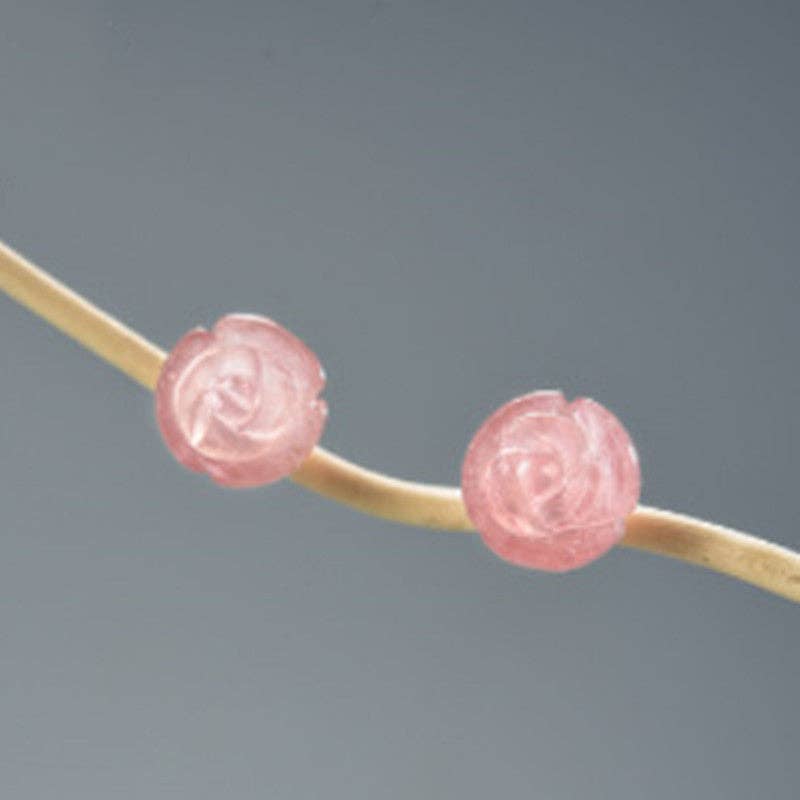 Perimade & Co. LLC - Tiny Crystal Rose Flower Stud Earring in 925 Sterling Silver: Yellow