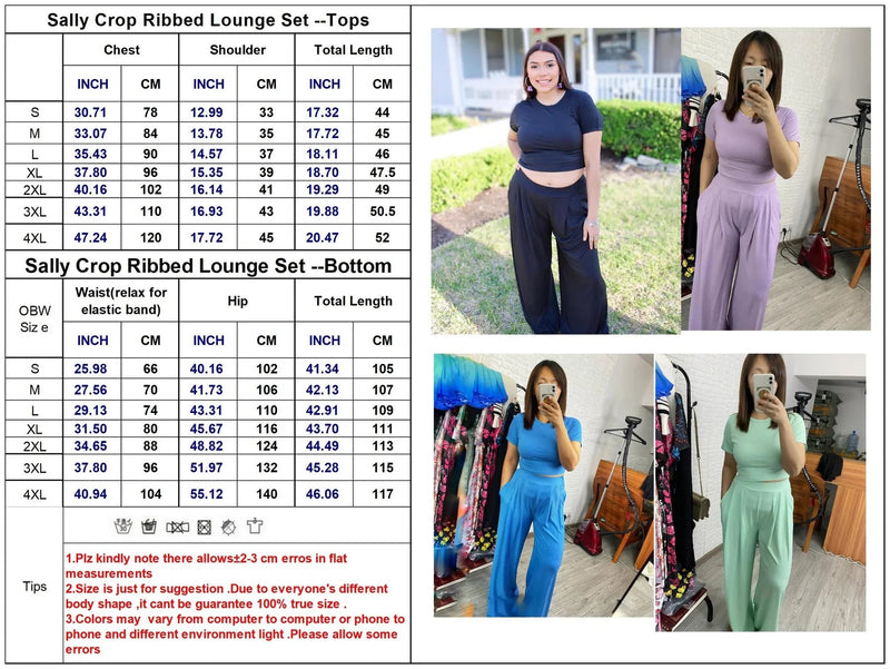 Preorder: Full Length Cropped Lounge Set In Four Colors Womens