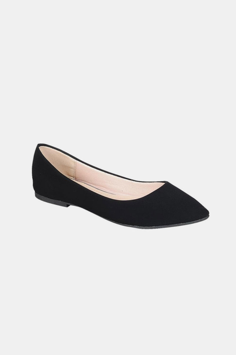 Pointy Toe Slip On Flat Loafers in Black