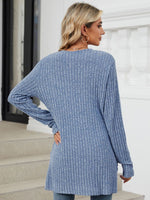 Pocketed Open Front Long Sleeve Cardigan