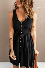 Sleeveless Button Down Mini Dress Black / S