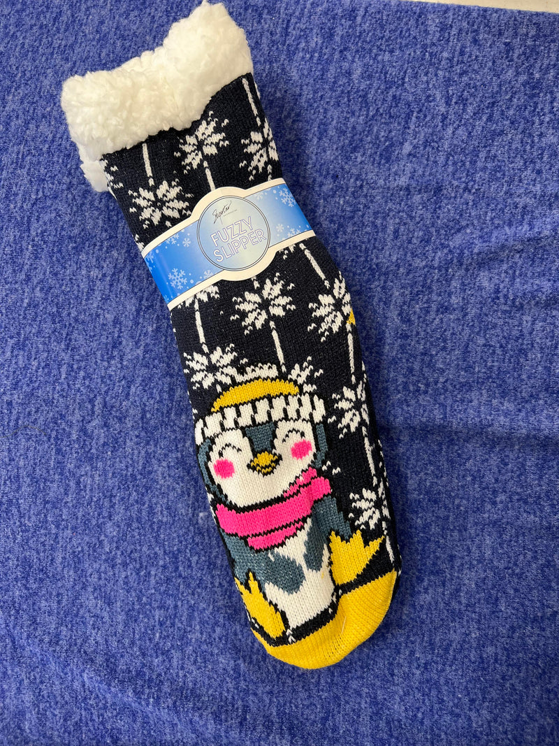 Sherpa Socks - Pink Scarf Penguin