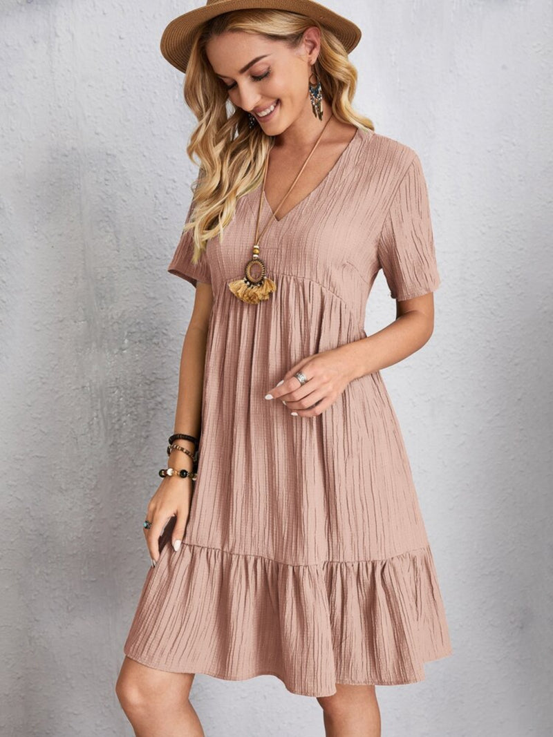 V-Neck Short Sleeve Dress